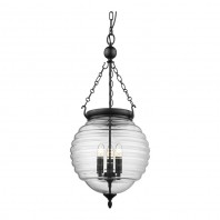 Domus-ERIN Lantern Pendant Black with Clear Glass 240V - 3 x e14 - Clear